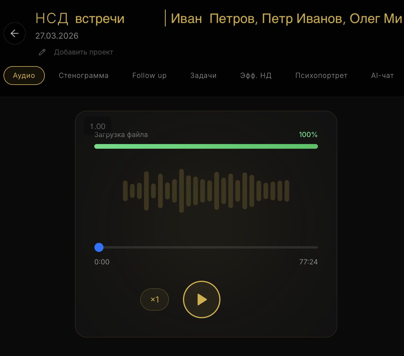 Карточка заседания с разрезами